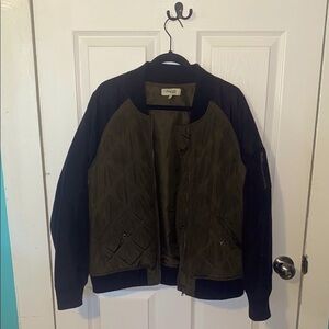 Olive Green and Black Bomber Jacket